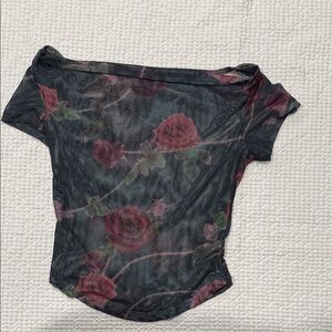 Urban Outfitters Silence + Noise Top with Red Floral Design